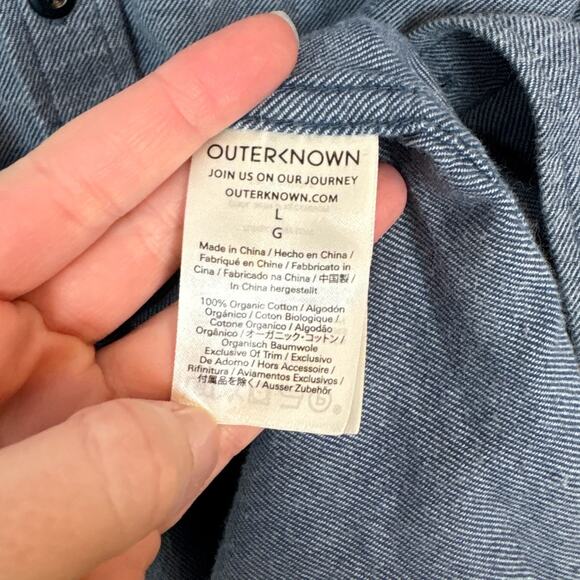 Outerknown Organic Cotton Soft Flannel Button Down Collared Shirt Large - Picture 4 of 4